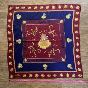 Fragonard Silk Scarf French Perfume Luxury Collectible Burgundy Navy Sun